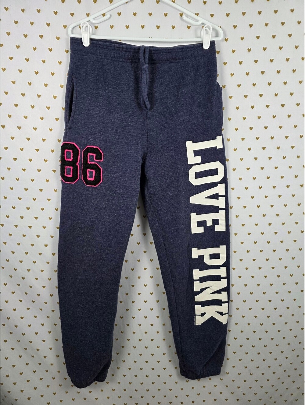 Victorias Secret PINK Vintage Embroidered LOVE Blue Y2k Sweats Sweatpants Small